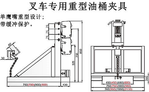 沈陽叉車油桶夾具原理圖,使用方法-沈陽興隆瑞